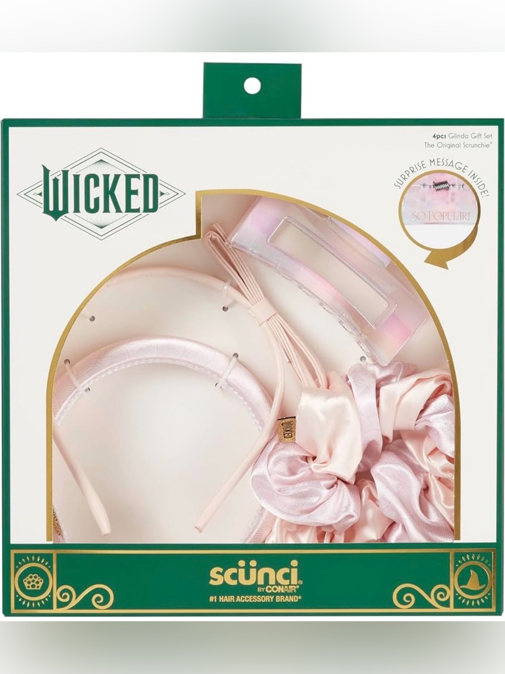 scunci x Wicked Pink Hair Accessory Set with Headbands, Claw Clip & Scrunchies